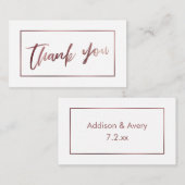 Elegant Modern Roos Goud op Wit Bedankt Invoegen Informatiekaartje (Voorkant / Achterkant)