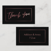 Elegant Modern Roos Goud op Zwart Bedankt Invoegen Informatiekaartje (Voorkant / Achterkant)