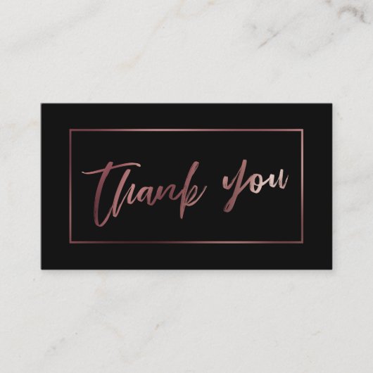 Elegant Modern Roos Goud op Zwart Bedankt Invoegen Informatiekaartje (Voorkant)