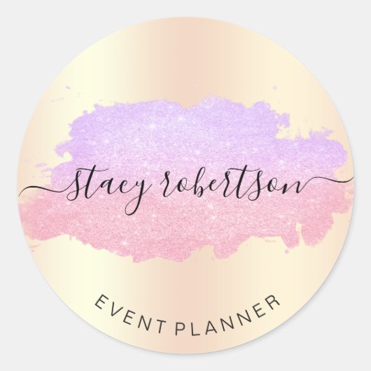 Elegant modern roos goud paarse glitter planner ronde sticker (Voorkant)