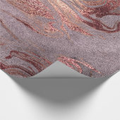 Elegant modern roos goud paarse marmer cadeaupapier (Hoek)