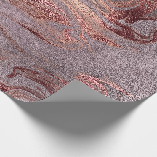 Elegant modern roos goud paarse marmer cadeaupapier (Hoek)