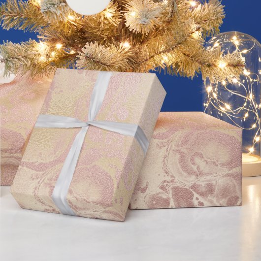 Elegant modern roos goud & roze marmer cadeaupapier (Feestdagen)