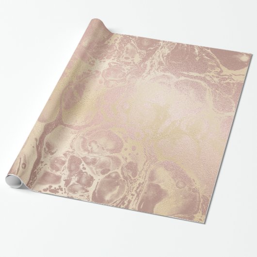 Elegant modern roos goud & roze marmer cadeaupapier (Uitgerold)