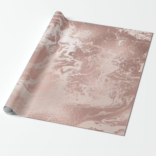Elegant modern roos goud & roze marmer cadeaupapier (Uitgerold)