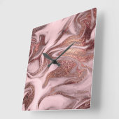 Elegant modern roos goud & roze marmer vierkante klok (Hoek)