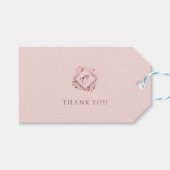 Elegant Modern Roos Goud Roze Monogram Dank u Cadeaulabel (Voorkant (Horizontaal))
