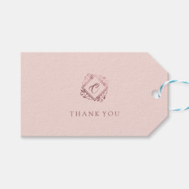 Elegant Modern Roos Goud Roze Monogram Dank u Cadeaulabel