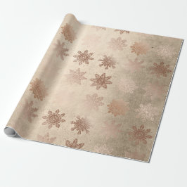Elegant modern roos goud sneeuwvlokpatroon cadeaupapier
