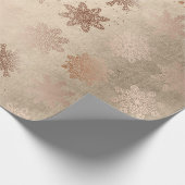 Elegant modern roos goud sneeuwvlokpatroon cadeaupapier (Hoek)