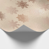 Elegant modern roos goud sneeuwvlokpatroon cadeaupapier (Hoek)