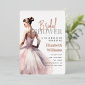 Elegant Modern Roos Goud Vrijgezellenfeest Party Folie Uitnodiging (Staand Voorkant)