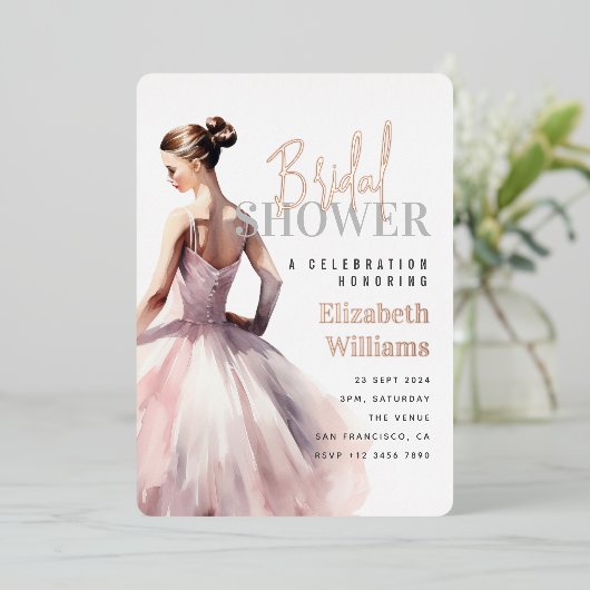 Elegant Modern Roos Goud Vrijgezellenfeest Party Folie Uitnodiging (Staand Voorkant)