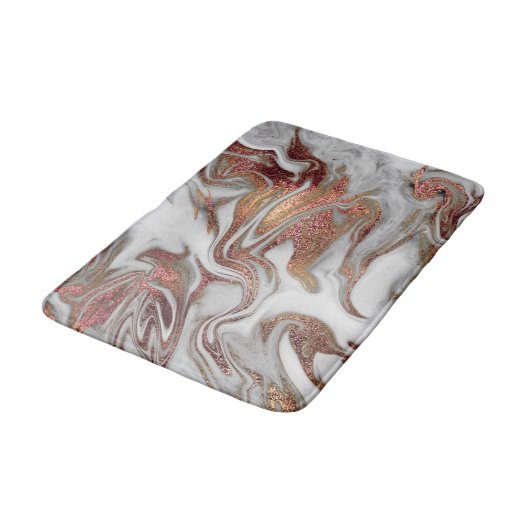 Elegant modern roos goud witte marmer badmat (Gekanteld)