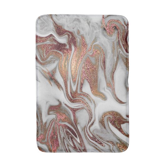 Elegant modern roos goud witte marmer badmat (Voorkant Verticaal)