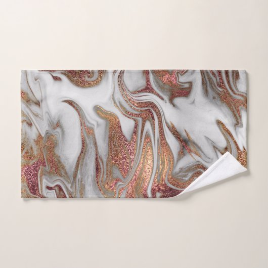 Elegant modern roos goud witte marmer handdoek (Handdoek)