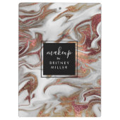 Elegant modern roos goud witte marmer klembord (Achterkant)