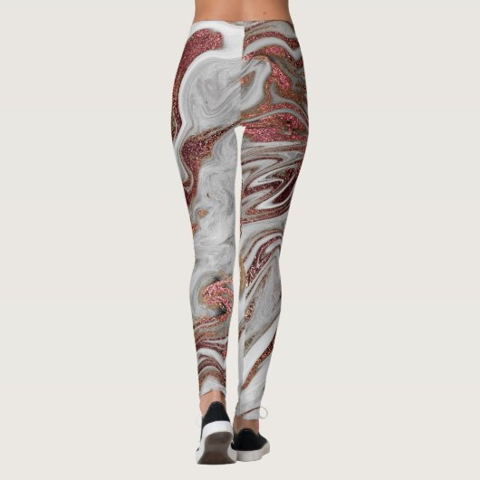 Elegant modern roos goud witte marmer leggings (Achterkant)