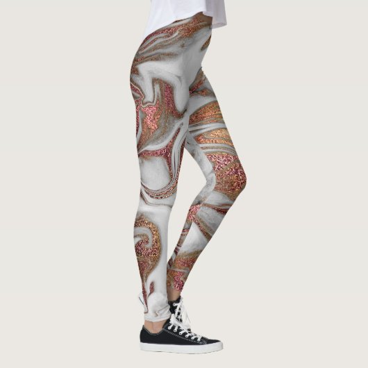 Elegant modern roos goud witte marmer leggings (Rechts)
