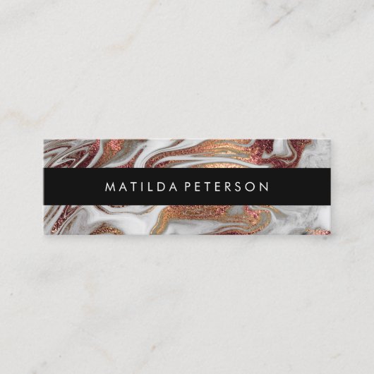 Elegant modern roos goud witte marmer mini visitekaartje (Voorkant)