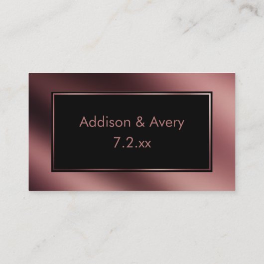 Elegant Modern Roos Goud & Zwart Bedankt Invoegen Informatiekaartje (Achterkant)