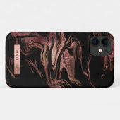 Elegant modern roos goud zwarte marmer Case-Mate iPhone case (Achterkant (horizontaal))