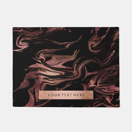 Elegant modern roos goud zwarte marmer deurmat (Voorkant)