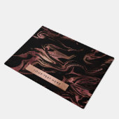 Elegant modern roos goud zwarte marmer deurmat (Schuin)