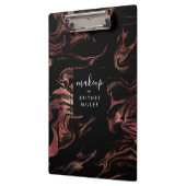 Elegant modern roos goud zwarte marmer klembord (Links)