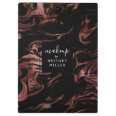 Elegant modern roos goud zwarte marmer klembord (Achterkant)