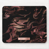Elegant modern roos goud zwarte marmer muismat (Voorkant)