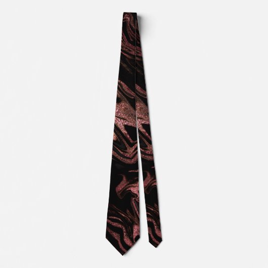 Elegant modern roos goud zwarte marmer stropdas (Voorkant)