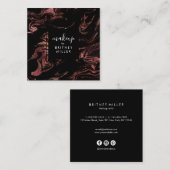 Elegant modern roos goud zwarte marmer vierkante visitekaartje (Voorkant / Achterkant)