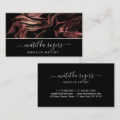 Elegant modern roos goud zwarte marmer visitekaartje (Voorkant / Achterkant)