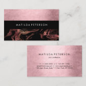 Elegant modern roos goud zwarte marmer visitekaartje (Voorkant / Achterkant)