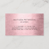 Elegant modern roos goud zwarte marmer visitekaartje (Achterkant)