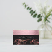 Elegant modern roos goud zwarte marmer visitekaartje (Staand voorkant)