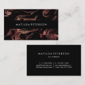 Elegant modern roos goud zwarte marmer visitekaartje (Voorkant / Achterkant)