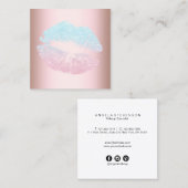 Elegant modern roos goudblauw glitter lippen make- vierkante visitekaartje (Voorkant / Achterkant)
