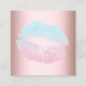Elegant modern roos goudblauw glitter lippen make- vierkante visitekaartje (Voorkant)
