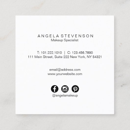 Elegant modern roos goudblauw glitter lippen make- vierkante visitekaartje (Achterkant)