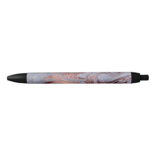 Elegant modern roos goudblauw marmer blauwe inkt pen