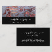 Elegant modern roos goudblauw marmer visitekaartje (Voorkant / Achterkant)