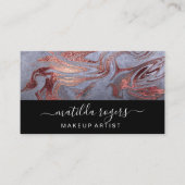 Elegant modern roos goudblauw marmer visitekaartje (Voorkant)