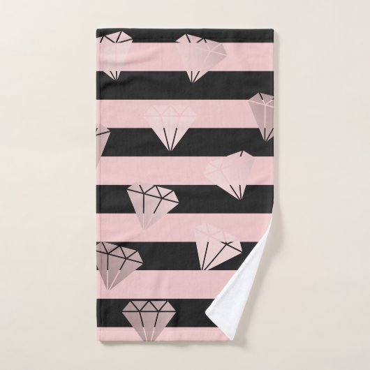 Elegant modern roos gouddiamantstrips bad handdoek (Handdoek)