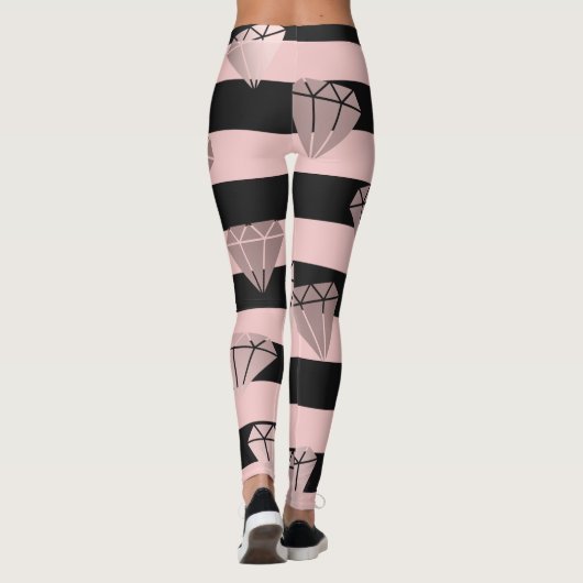 Elegant modern roos gouddiamantstrips leggings (Achterkant)
