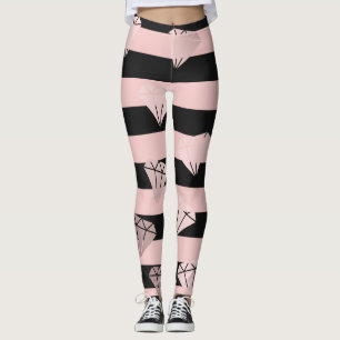 Elegant modern roos gouddiamantstrips leggings