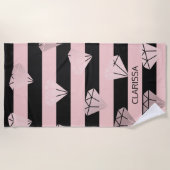 Elegant modern roos gouddiamantstrips strandlaken (Voorkant)