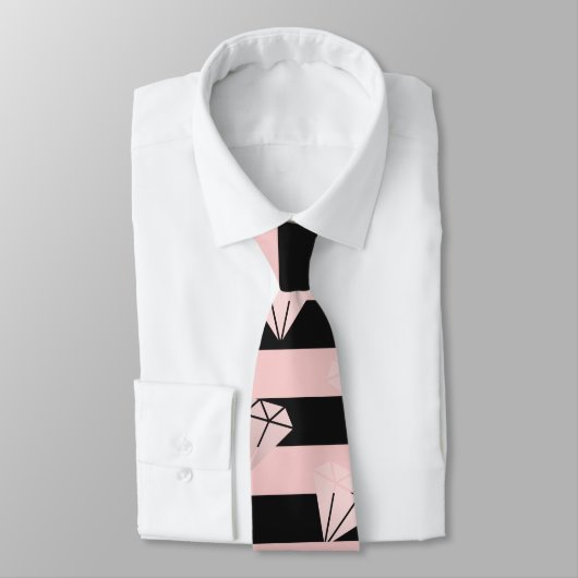 Elegant modern roos gouddiamantstrips stropdas (Gebonden)