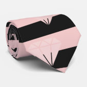 Elegant modern roos gouddiamantstrips stropdas (Opgerold)